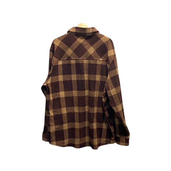 Freedom Foundry Plaid Fleece Button Down Shacket Brown Size XXL NWT Gorpcore - Picture 7 of 9